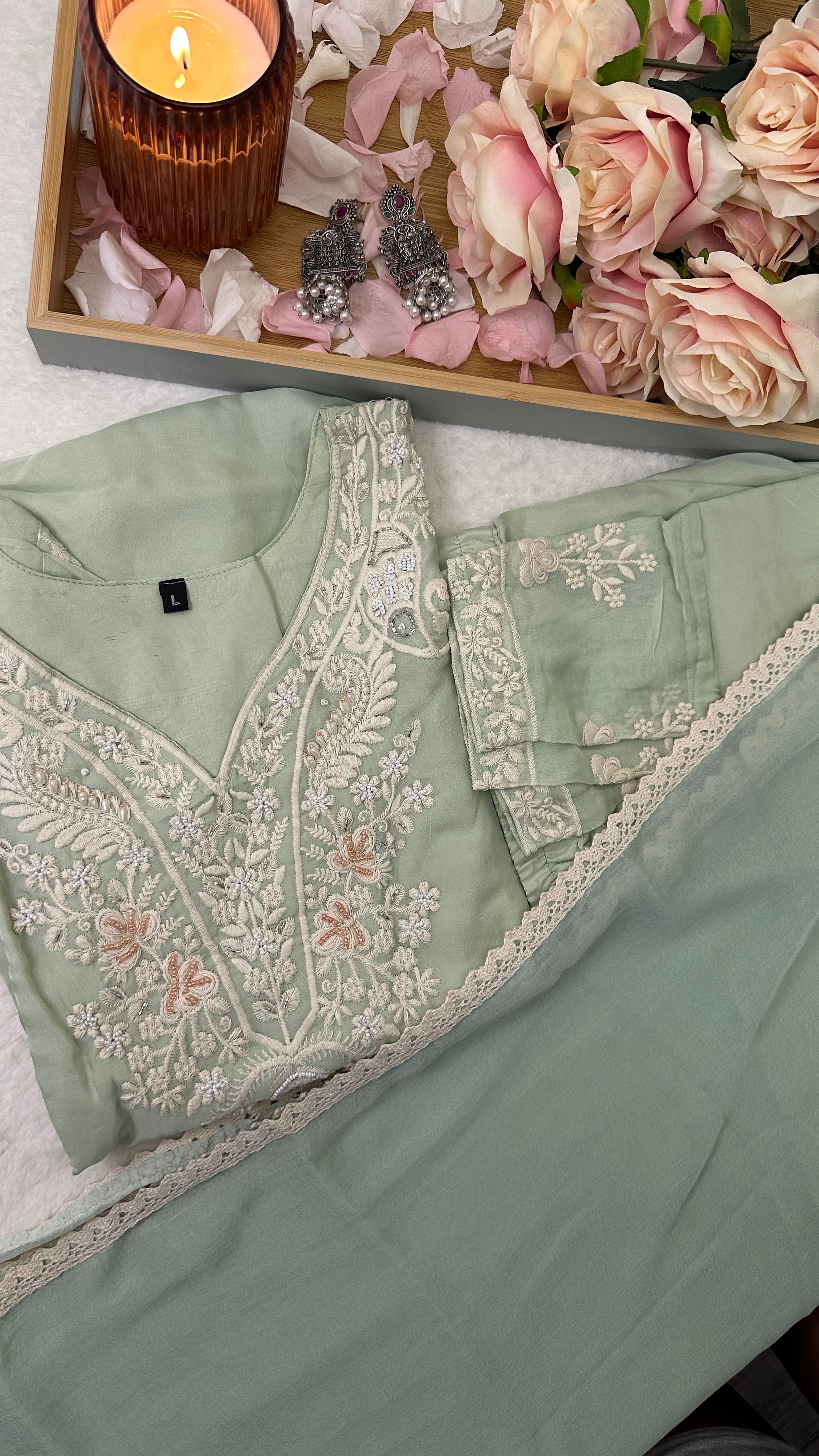 Heavy work Georgette Kurtis Set